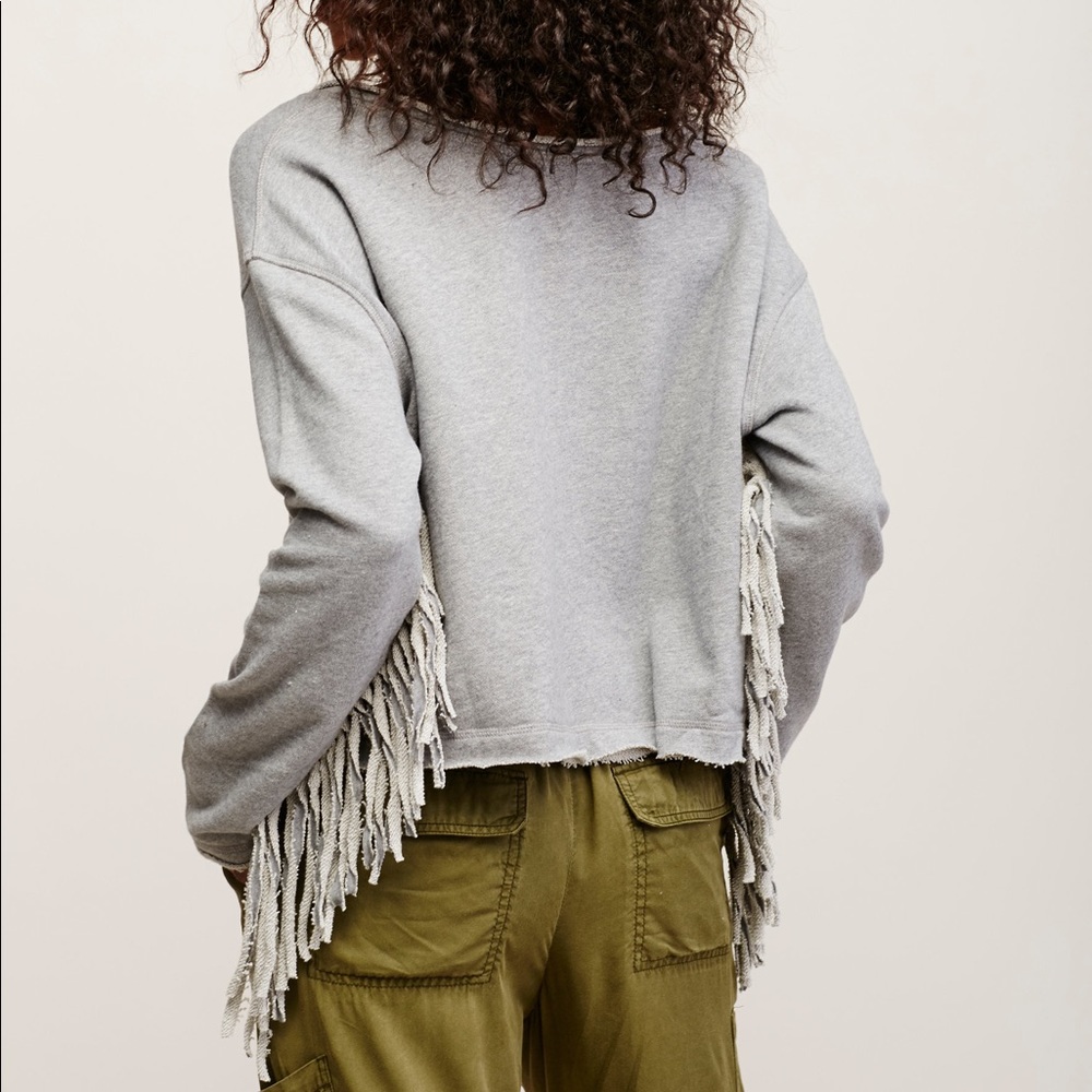 Fringe sleeve sweatshirt